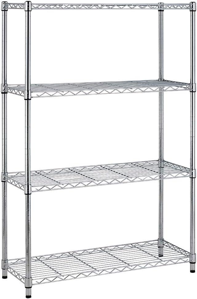 BestOffice Adjustable Wire Shelving Storage Shelves Heavy Duty Shelving Unit for Small Places Kitchen Garage (Chrome, 361454)