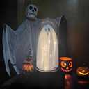 Halloween Decor Light Up Ghost in Dome Cloche Lighted Ghost for Home Mantel Tabletop Party Holiday Table Centerpieces Indoor Decorations