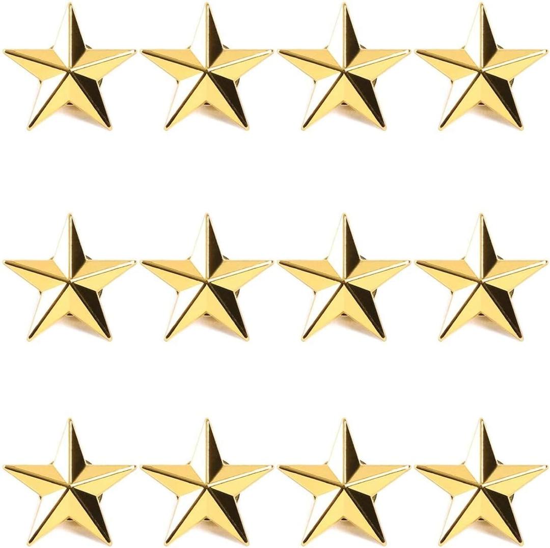 Gold Point Star Lapel Pins, Enamel Pin Set (1 In, 12 Pack)