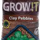 GROW!T GMC40l - 4mm-16mm Clay Pebbles, Brown, (40 Liter Bag) - Made from 100% Natural Clay, Can be used for Drainage, Decoration, Aquaponics, Hydroponics and Other Gardening Essentials