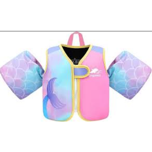 Vvinca Toddler Swim Vest for Kids 24-50lbs,Toddler Floaties Puddle Pool Float Jumper 24-30-50 Pounds for Girls Boys Ages 1-5 with Detachable Arm Floaties Adjustable Crotch Strap