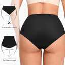FeelinGirl Tummy Control Underwear Shapewear for Women Mid Waisted Shaping Panties Lower Belly Body Shaper Girdle (Black, XL)