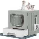 YITAHOME Large Enclosed Cat Litter Box w/Mat Scoop Grey Litter Box with Lid Anti-Splash Kitty Litter Box with Lid & Pull-out Tray for Odor Control & Easy Cleaning, Front Entry Top Exit, Quick Assembly, 
Size	Large