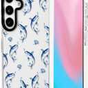 ChiCsFleur for Samsung Galaxy S24 Case, TPU Phone case with Camera Protection for Women Girls Teens - Blue Whale Shark Artsy Cartoon Pattern Shell Bubble Ocean Gift Kawaii Sorority Aesthetic Unique