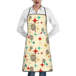 Kitchen Chef Apron With Pockets For Cooking Grilling Bbq Painting Women Men Apron (Atomic Retro)