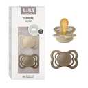 BIBS Pacifiers - Supreme Collection | BPA-Free Baby Pacifier | Made in Denmark | Set of 2 Vanilla/Dark Oak Color Premium Soothers | Size 0-6 Months