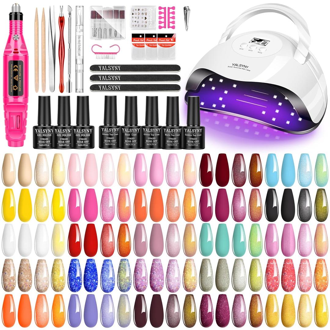 Nail Polish Kit with UV Light 25 Colors Gel Polish Starter Kit (Black)