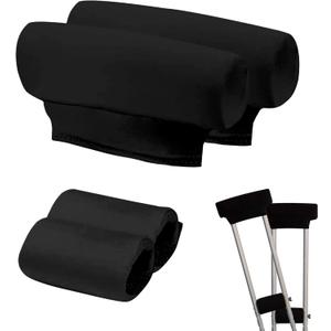 SPRING SEAON Universal Underarm Crutches Padding Cover Crutch Pads with Hand Grips Crutch Cushion Crutches Accessories (Black)