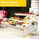 ECOIOU Extra Large 3 Tier Serving Tray, 24 x22 x 9.8 Inch Melamine Tiered Tray Stand and Platters for Party Buffet Entertaining, White and Gold