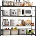 Storage Shelves - 4 Tier Shelf Organizer, Heavy Duty Garage Shelving Unit with Leveling Feet, Stable Metal Shelves Organizer for Pantry, Kitchen and Closet, 46.3" W x 12.6" D x 46.6" H, Black