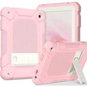MENZO All-New Case for 8" Tablet (12th/10th Gen 2024/2022 Release), Slim Shockproof Rugged High Impact Protective Case with Kickstand, Pink+Beige
