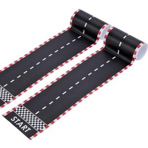 OLYCRAFT 4m Start Wall Border Road Stickers 3.9 Inch Wide Track Tape Sticker Self-Adhesive Roads Model Stickers Racing Party Decoration Sticker Adhesive Plastic Tape for Roads Birthday Party Decor