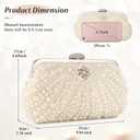 UBORSE Women Pearl Clutch Bag Noble Crystal Beaded Evening Bag Wedding Clutch with Pearl Chain (Cream-coloured)