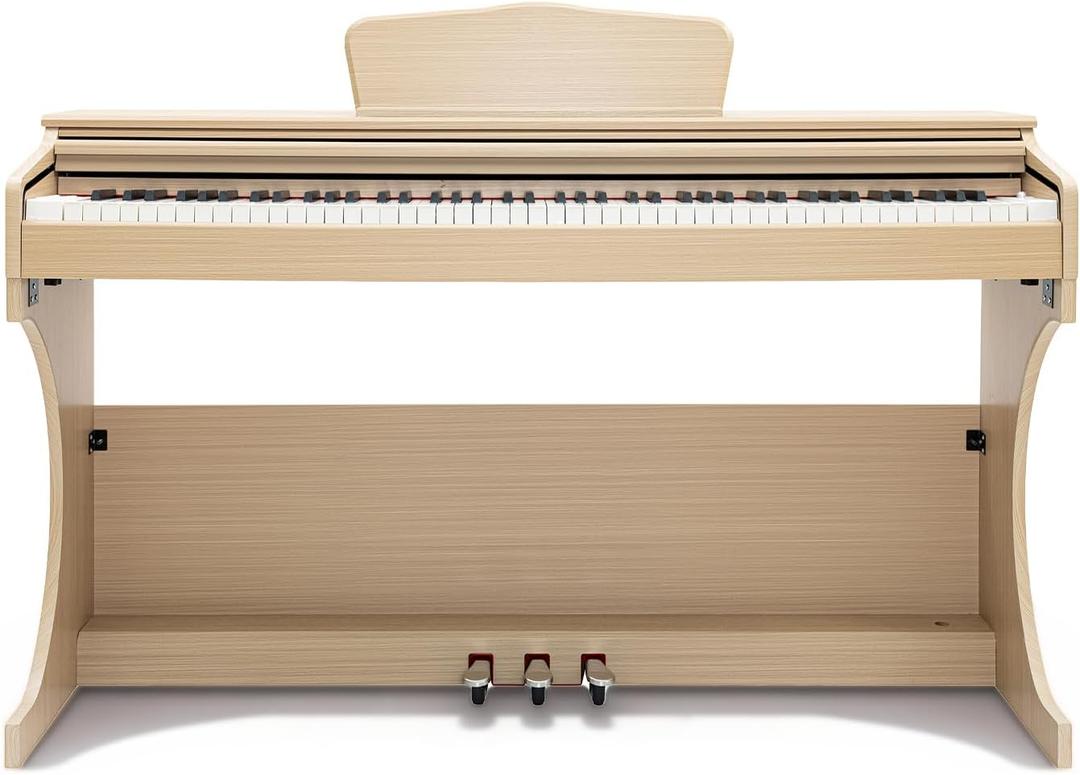 Anndles Digital Piano Keyboard for Beginners & Professionals, Electric Piano with Sliding Cover Design, 88 Keys Digital Piano Headphone Jack,Three Pedal (Beige)