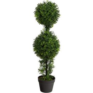 Nearly Natural 34in. Boxwood Double Ball Topiary Artificial Tree (Indoor/Outdoor)