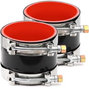 2Pcs ID 3-1/ 2 Inch(89mm) High Temperature 4-Ply Reinforced Straight Silicone Hose Performance Coupler with 4Pcs T-Bolt Clamps Suitable High Level Turbo Pipe Connecting