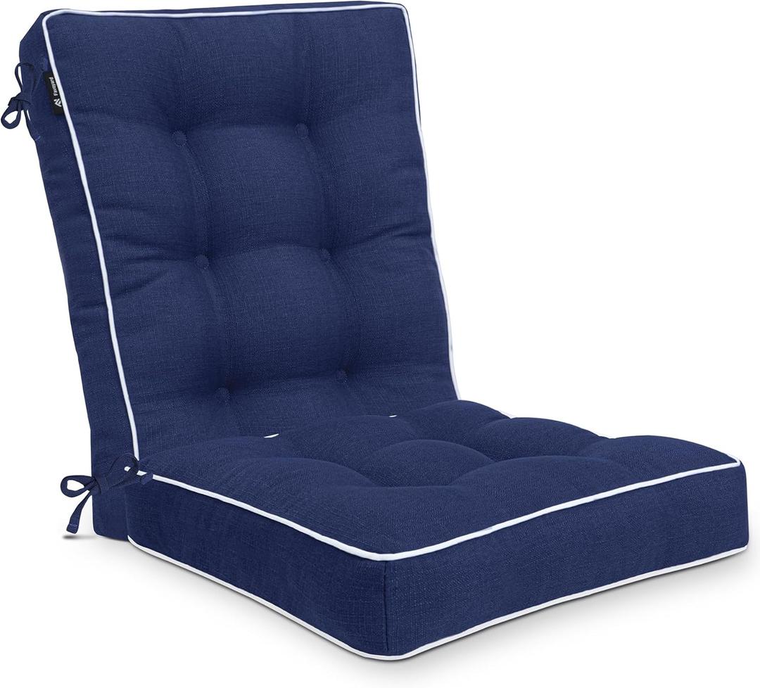 Favoyard Rocking Chair Cushion Set, Indoor & Outdoor Rocker Cushions, Water Resistant Seat Cushion Set for Patio Furniture 3-Year Color Fastness Chair Pads with Ties, Blue (Rocking Chair Cushion(2 Pieces))