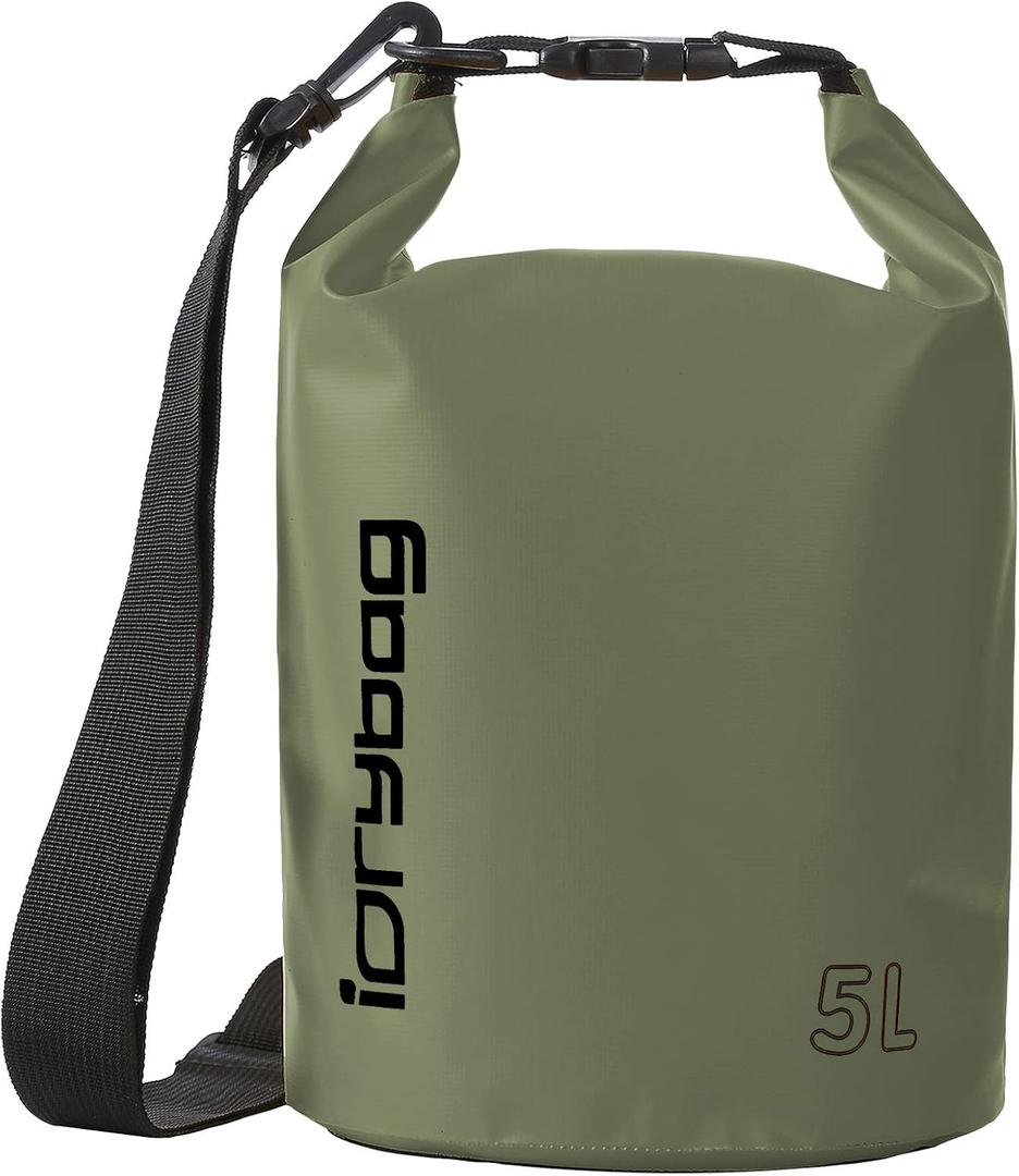 IDRYBAG Dry Bag for Kayaking Waterproof 2L, Small Dry Sack Waterproof Bag for Boating (army green)