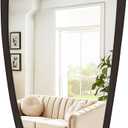 WallBeyond Asymmetrical Irregular Wall Mirror, Decorative for Bedroom Living Room Entryway Hall, Wood Frame for Mid Century Modern Decor 48" H x 22" W, Dark Brown