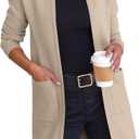 ANRABESS Cardigan Sweater for Women Casual 2025 Fall Fashion Coat Long Sleeve Open Front Knit Coatigan Outwear (X-Small, Light Khaki)