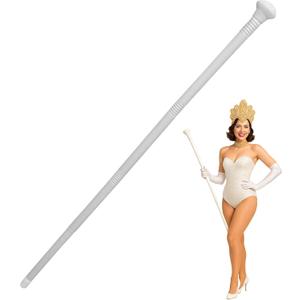 Nicky Bigs Novelties Adult Costume Accessory Plastic Tuxedo Dance Recital Parade Walking Cane Handheld Prop Staff 44 Inches (White)