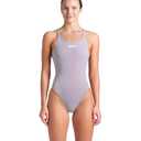 ARENA Women's Solid Team MaxLife Swimsuit Swim Tech Back One Piece Racing Bathing Suit Competition Training Swimwear, Sea Foam/White, US Size 28