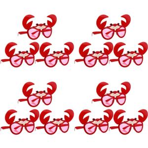 BESTOYARD 12 Pcs Luau Party Funny Sunglasses Crab Tropical Glasses for Hawaiian Luau Party, Beach, Summer, Halloween, Graduation Decorations Beach Photo Booth Props