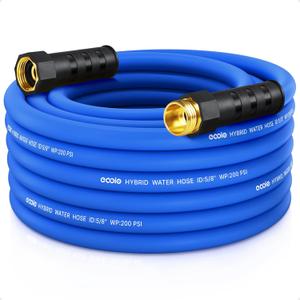 Heavy Duty Garden Hose 35 ft, Non-Expanding Flexible Water Hose, Kink Resistant Lightweight Hybrid Hose, Leakproof Hose Male to Female Fittings (Blue)