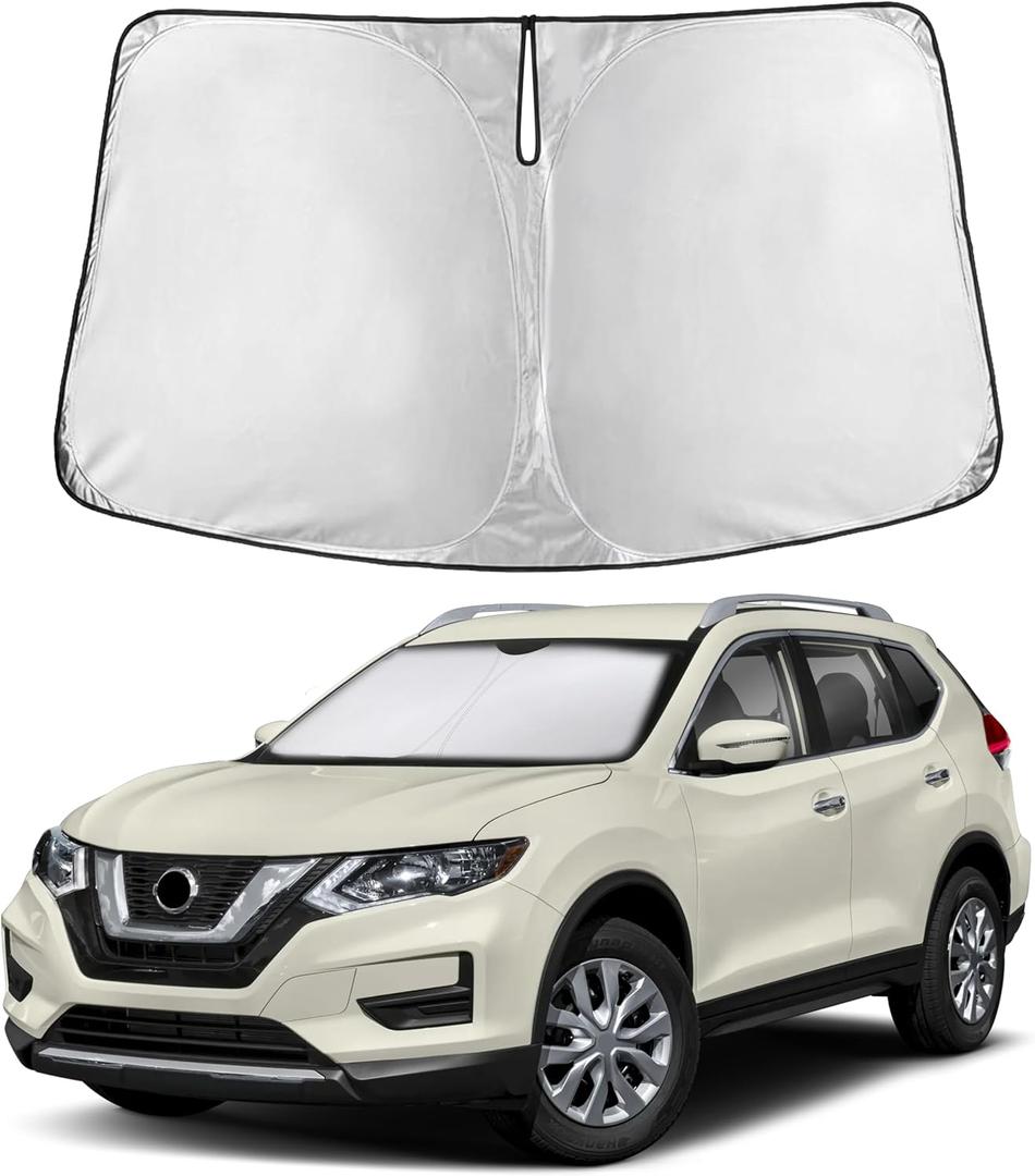Autovir Windshield Sun Shade Fit for 2014-2018 2019 2020 Nissan Rogue Sunshade, Front Car Window Shades Sun Visor, Blocks UV Rays & Heat, Car Accessories