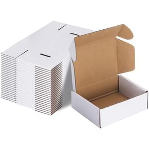 MEBRUDY 6x4x2 Inches Shipping Boxes Pack of 25, White Small Corrugated Cardboard Box for Mailing Packing Literature Mailer