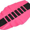X AUTOHAUX Universal Motorcycle Pit Dirt Bike Faux Leather Soft Seat Cover Anti Slip Seat Cushion Pink Black 1Pcs