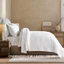 EVERGRACEHOME Cotton Sateen Quilt Set, King Size, Bright White, King/Cal King