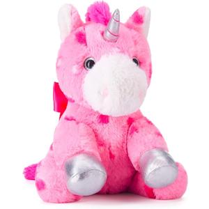 Stuffed Unicorn Animal Love Plush Toy with Hearts and Bow for Valentine,Soft Small 11.8" Sweet Plushie,Gifts for Girls
