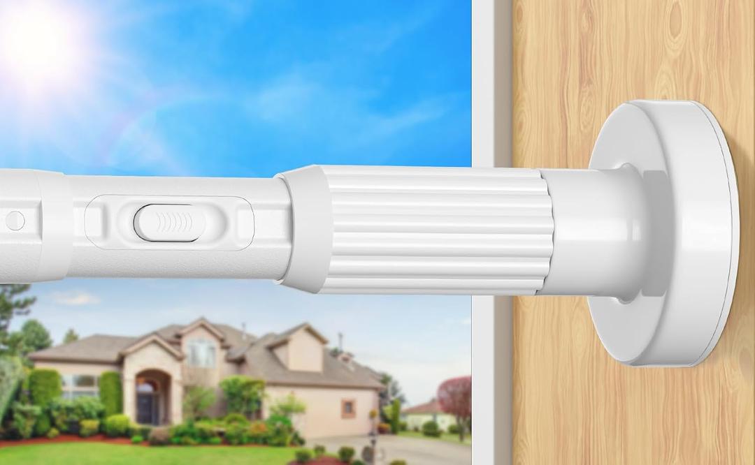 White Extra Long Tension Curtain Rod 41-146 Inch Outdoor Tension Shower Curtain Rod No Drilling for Window Patio No Slip Spliced Telescopic Design Easy to Install Never Rust Diameter 1.26 Inch