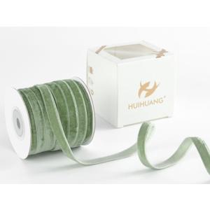 HUIHUANG Sage Green Velvet Ribbon 3/8 inch x 25 Yards Single Face Vintage Sage Velvet Ribbon for Gift Wrapping, Christmas Tree Ornaments, Wreath Decor, Invitations, Bows, Flower Bouquet, Fall Decor
