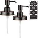 Amolliar Mason Jar Liquid Soap Dispenser Lid, Rust Proof Stainless Steel, Cute Farmhouse Decor for Kitchen, Bathroom, Bath, Refill Liquid Soap Pump for Hand Soap, Dish Soap, Lotion Soap, ORB 2 Pack