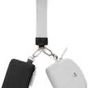 Mum's Memory Mini Zip Around Wristlet Wallet for Women Dual Pouch Wristlet Portable Wallet Coin Purse Mini Women Coin Pocket (Black + Grey)