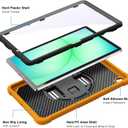 ZtotopCases for Samsung Galaxy Tab A11+ Plus/A9+ 11-Inch 2025/2023, Shockproof Hard Duty Case with Screen Protector+360 Rotating Hand Strap&Stand+Shoulder Strap for Tab A11+/A9 Plus Tablet, Orange