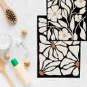 WFSM Boho Floral Kitchen Towels Set of 2- Black Floral Hand Towels, Beige Dish Towels, Decorative Kitchen Towels, Botanical Decorative Kitchen Towels, Boho Hand Towels for Bathroom, 1624 Inches