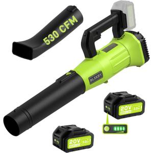 Cordless Leaf Blower - 2x3Ah Battery, 530CFM 170MPH, Powerful Battery Powered Leaf Blower Cordless with Battery and Charger, 7-Speed Control, 2 Extended Tubes for Yard, Lawn & Garden