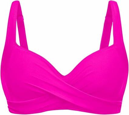 Women Underwire Bikini Top Only - Push Up Swimsuit Top Large Bust Bathing Suit Tops 2025 Supportive Swim Tops Pink W18