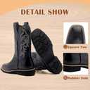 Men's Cowboy Boots, Wide Square Toe Western Boots with Classic Embroidery, Lightweight Boots with Side Zipper Holes, Slip-Resistant Durable Retro Boots for Rodeo, Farm, Gifts, Size 14