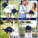Peonies Artificial Flowers Bulk, 12 Bundles Fake Silk Peonies Faux Eucalyptus Bouquet Realistic Peony Floral Arrangement for Wedding Table Centerpiece Vase Decor (Navy Blue)