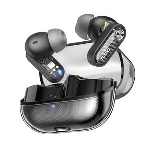 TOZO Crystal Pods Hybrid Active Noise Cancelling Wireless Earbuds, 10mm Drivers Deep Bass Stereo Sound, 4 Mics Smart ENC AI Calls, 32 EQ via App, Bluetooth 5.4 Headphones, Crystal Case Design