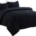 Messy Bed Washed Cotton Comforter and Sham Set (King, Black)