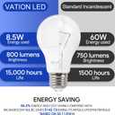 VATION LIGHTING 24 Pack A19 LED Light Bulb Daylight 5000K LED Bulbs, 60 Watt Equivalent, Efficient 8.5 Watt, 800 Lumens, E26 Medium Base, Non-Dimmable, ETL/UL Listed