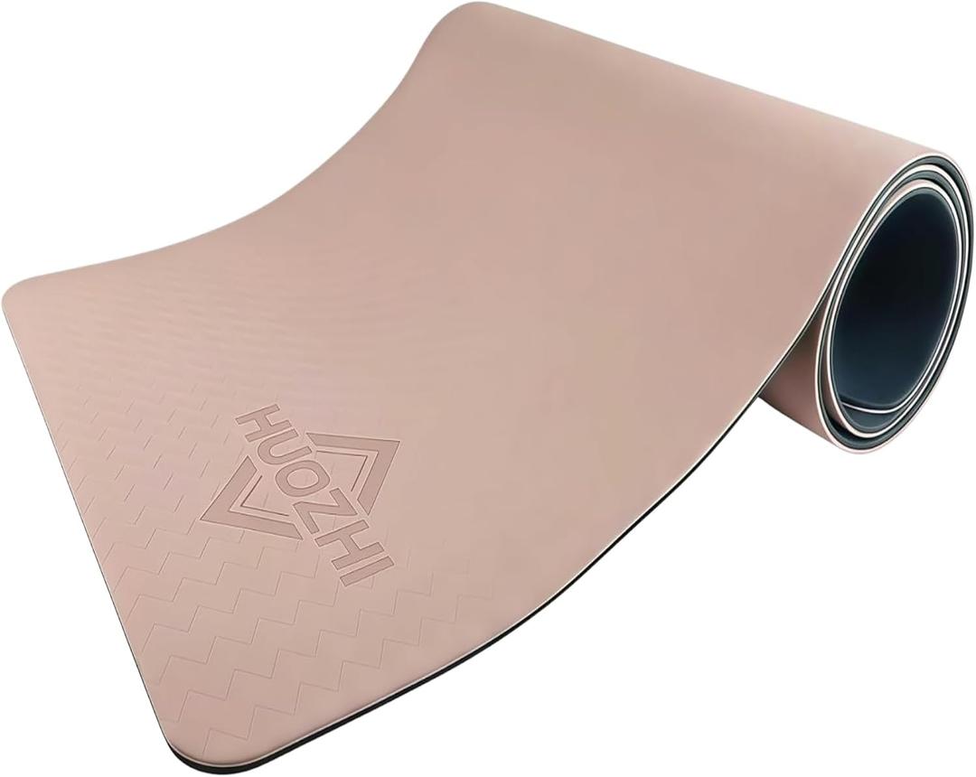 Yoga Mat Non Slip, 8mm TPE Exercise Mat with Carrying Strap, Eco Friendly Fitness Mat for Yoga Pilates Gym Workout, 72" x 24"