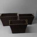Baum Set Of Three Rectangular Faux Wicker Storage Bins In Combo Weave
