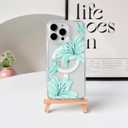 NITITOP Compatible with iPhone 16 Pro Case Clear Magnetic Compatible with MagSafe Cute Lily Flowers Floral for Women Girls Hard PC Back Shockproof Protective Phone Cover - Green