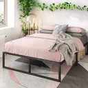 ZINUS Lorelei 14 Inch Metal Platform Bed Frame, Mattress Foundation with Steel Slat Support, No Box Spring Needed, Easy Assembly, Queen, Black